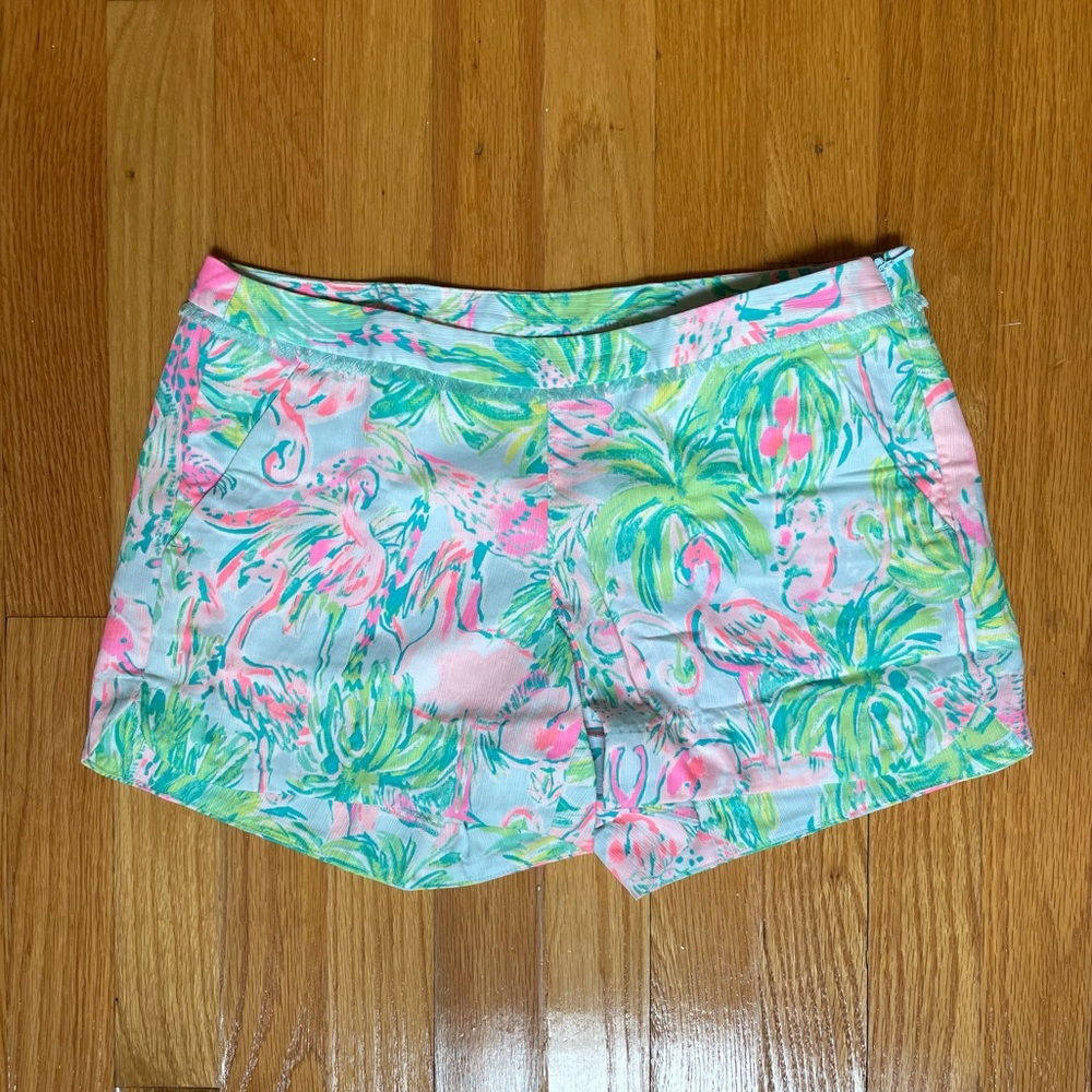 Tropical Flamingo Print Lilly Pulitzer Cotton Shorts